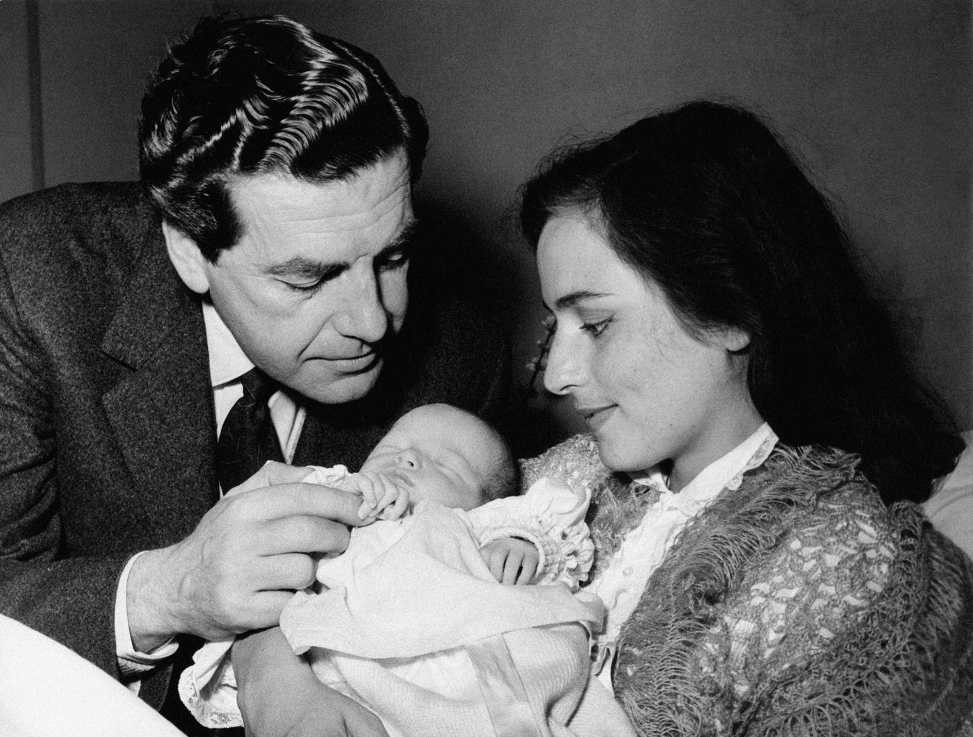 Marina Berti And Claudio Gora Looking At Their Newborn Daughter Marina Giordana, Rome, February 1955.