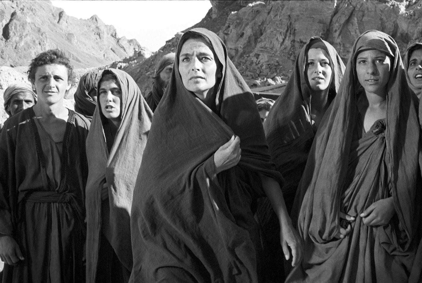 Marina Berti Surrounded By Some Extras In A Scene From The Tv Mini-Series Moses The Lawgiver, 1974.