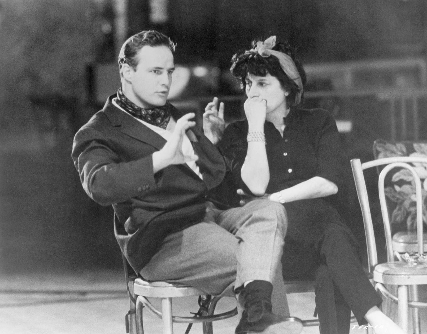 Marlon Brando And Anna Magnani Having A Conversation In The 1950S.