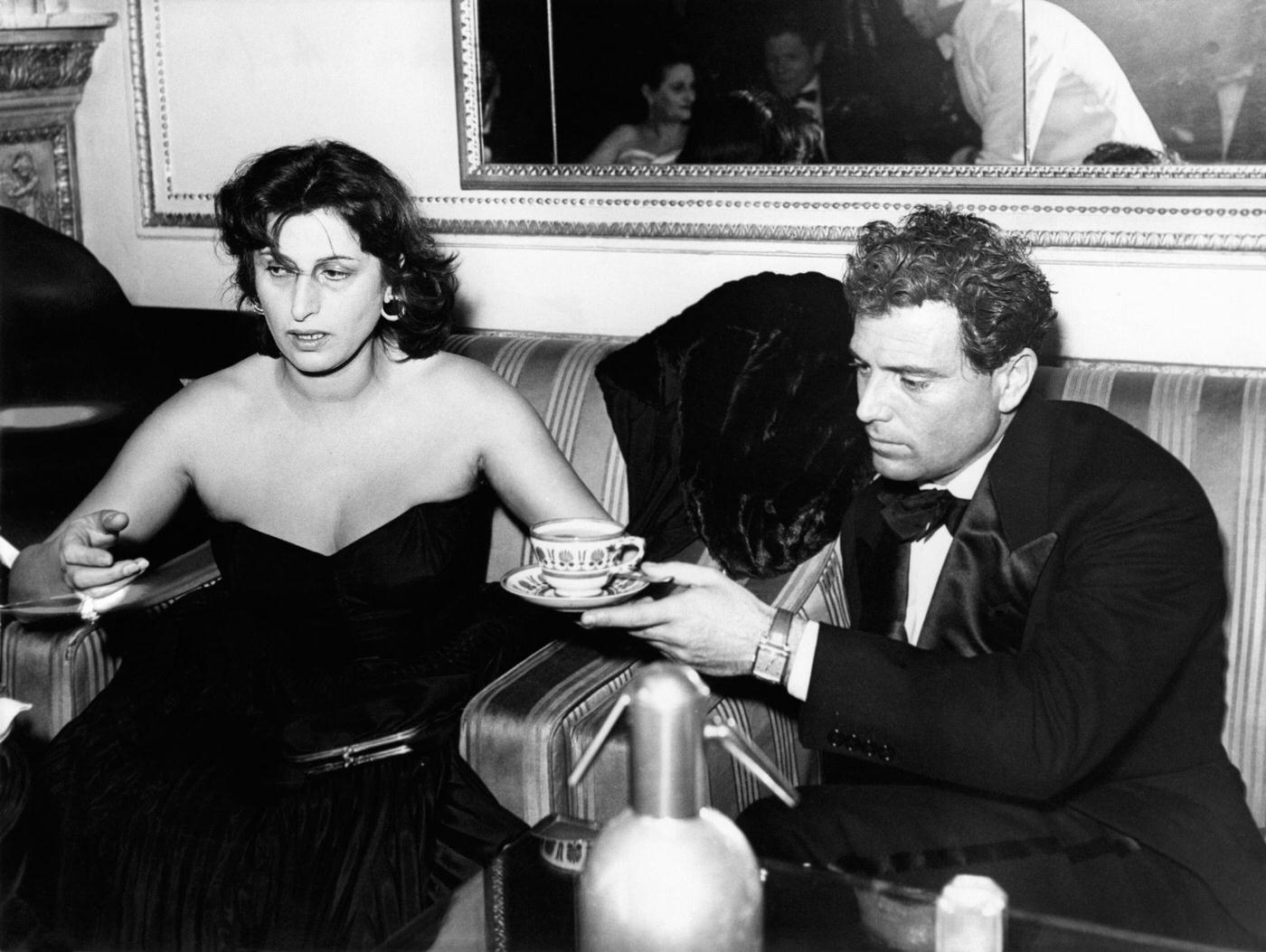 Anna Magnani And Raf Vallone At A Party At Hotel Excelsior In Rome, 1952