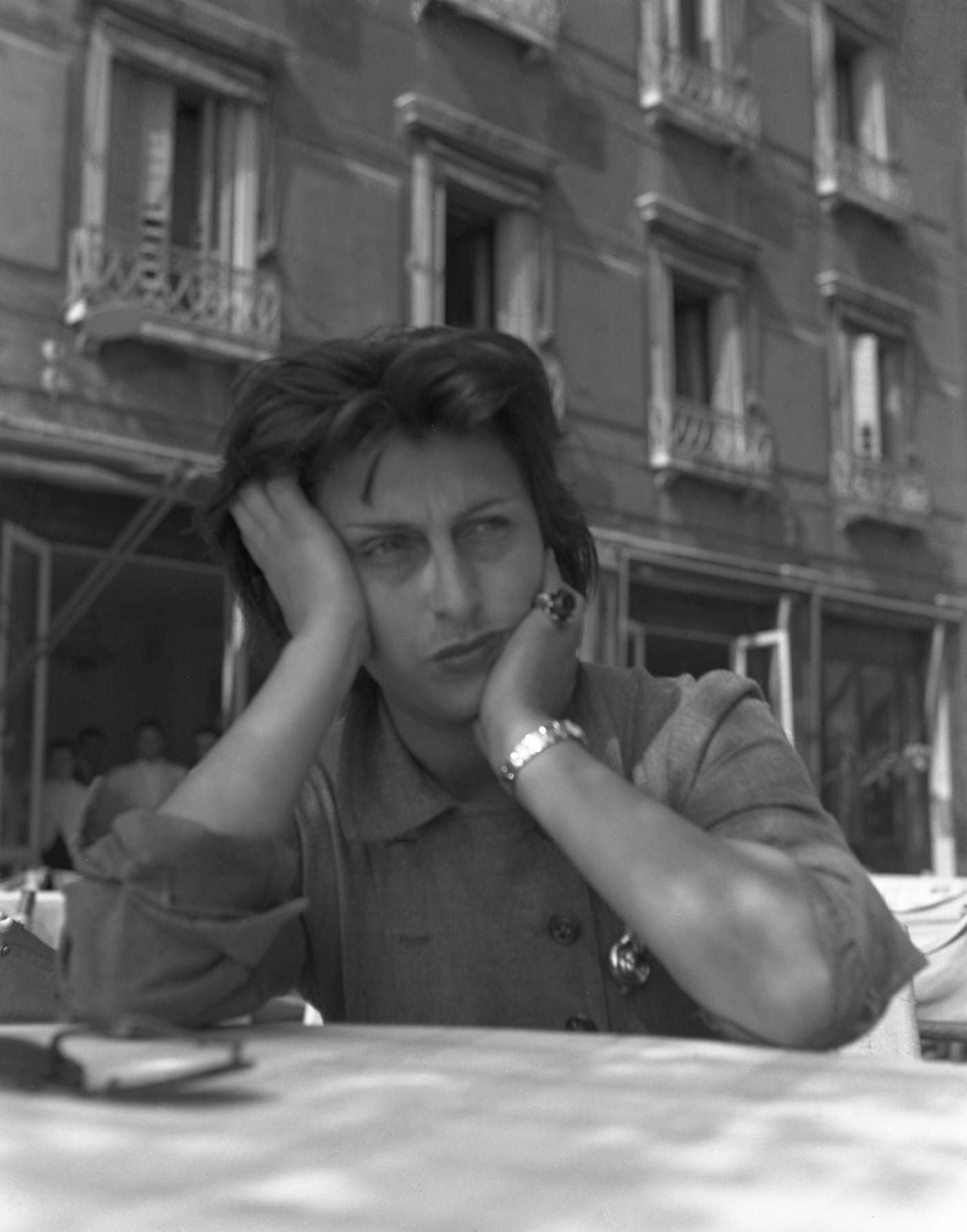 Anna Magnani Posing For A Portrait On A Water Taxi In Venice, 1950