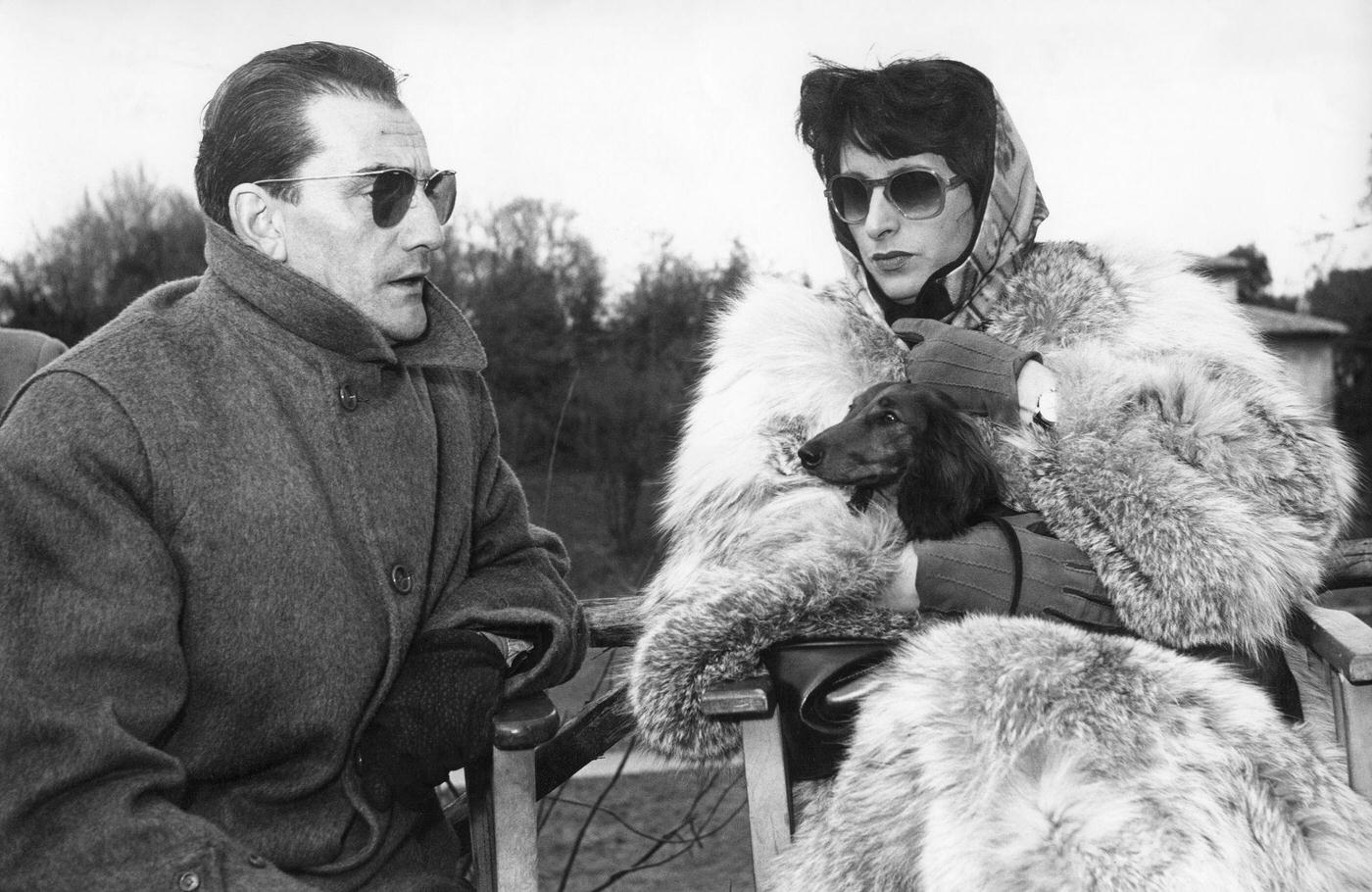 Anna Magnani With Director Luchino Visconti On The Set Of Visconti'S Movie Siamo Donne At Titanus Studios.