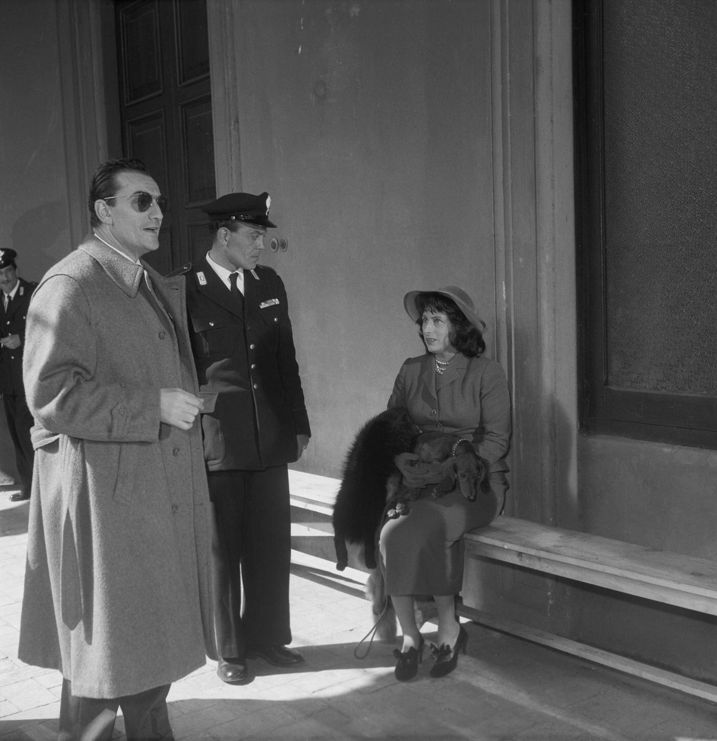 Italian Director Luchino Visconti With Anna Magnani On The Set Of The Film In Five Segments Of Life And Love. The Fifth Segment Of The Film Is Dedicated To The Actress, Rome 1953.