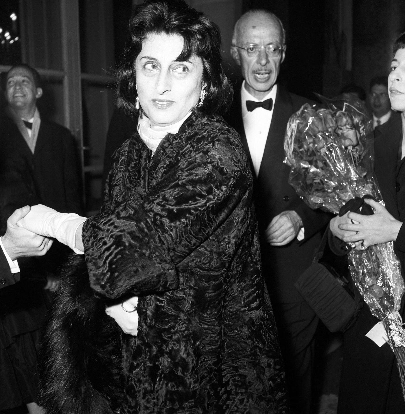 Anna Magnani Shakes A Hand At The Gran Galà Del Cinema At The Grand Hotel In Rome, 1956