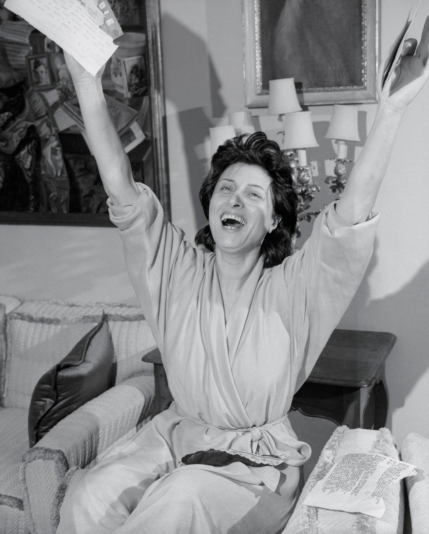 Anna Magnani Celebrates After Learning That She Was Named Best Actress Of The Year At The 28Th Annual Academy Awards For Her Role In &Amp;Quot;The Rose Tattoo&Amp;Quot;, 1956
