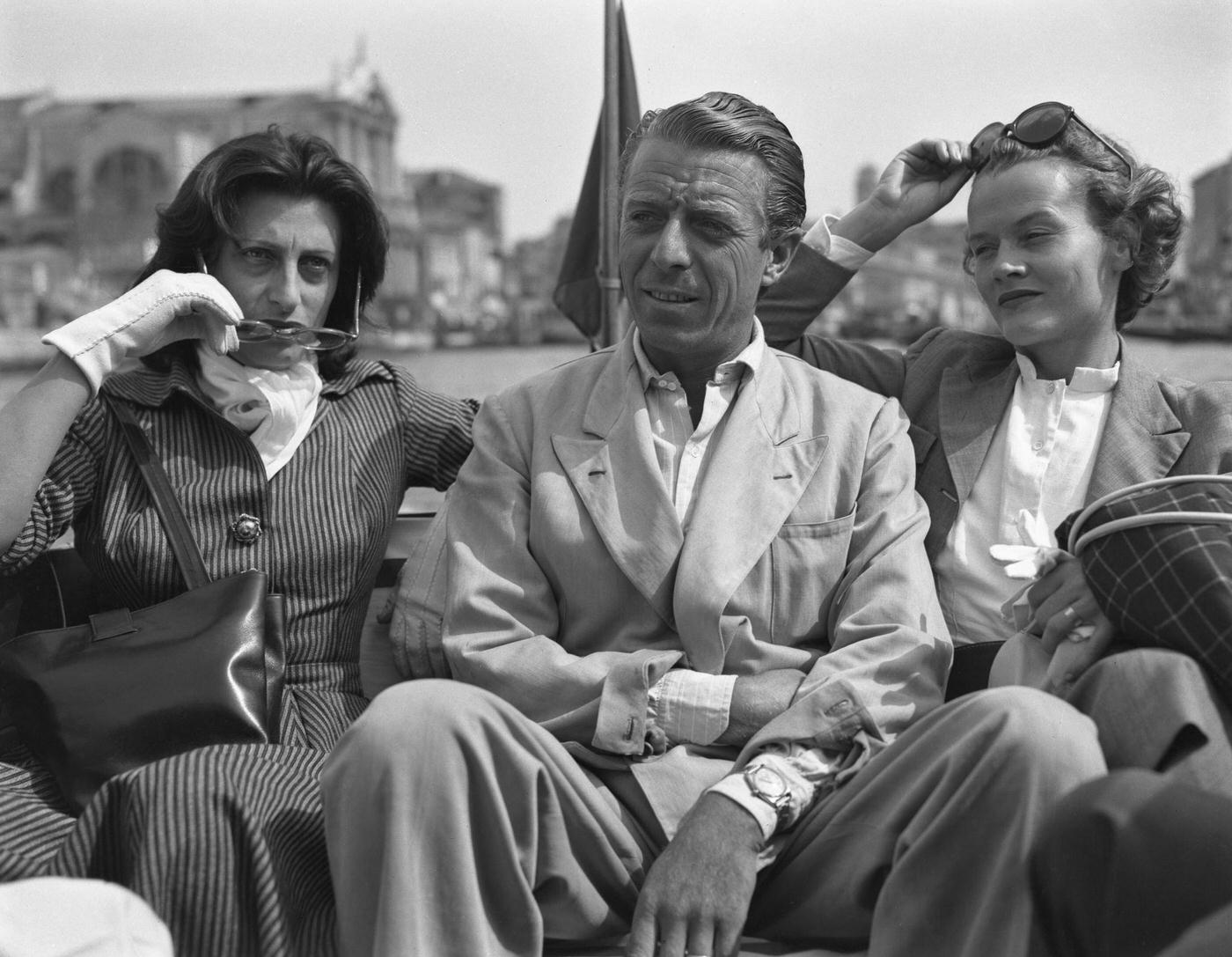 Anna Magnani With D'Avanzo On A Water Taxi In Venice, 1949