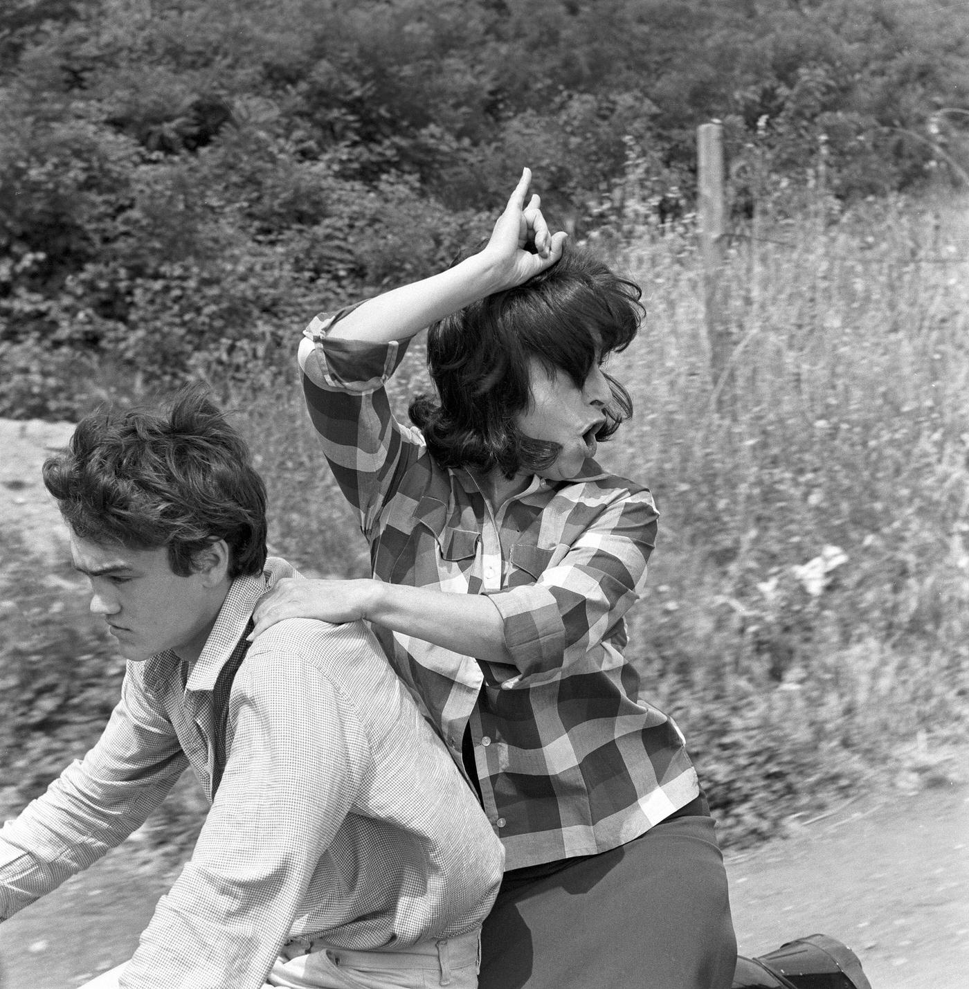 Anna Magnani And Ettore Garofolo Riding A Motorbike In The Film Mamma Roma, 1962