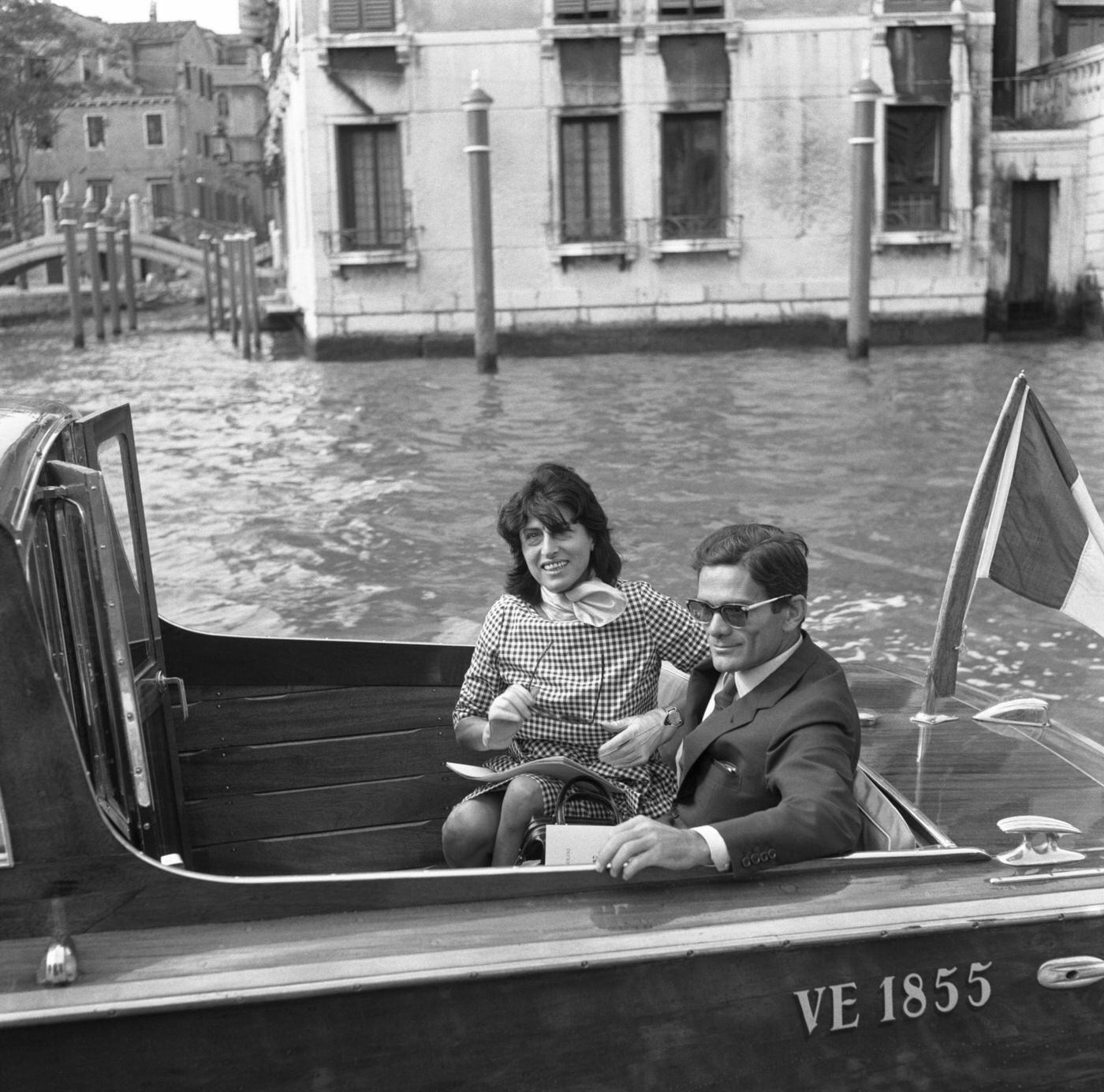 Italian Poet Pierpaolo Pasolini And Anna Magnani On A Water Taxi In Venice, 1962