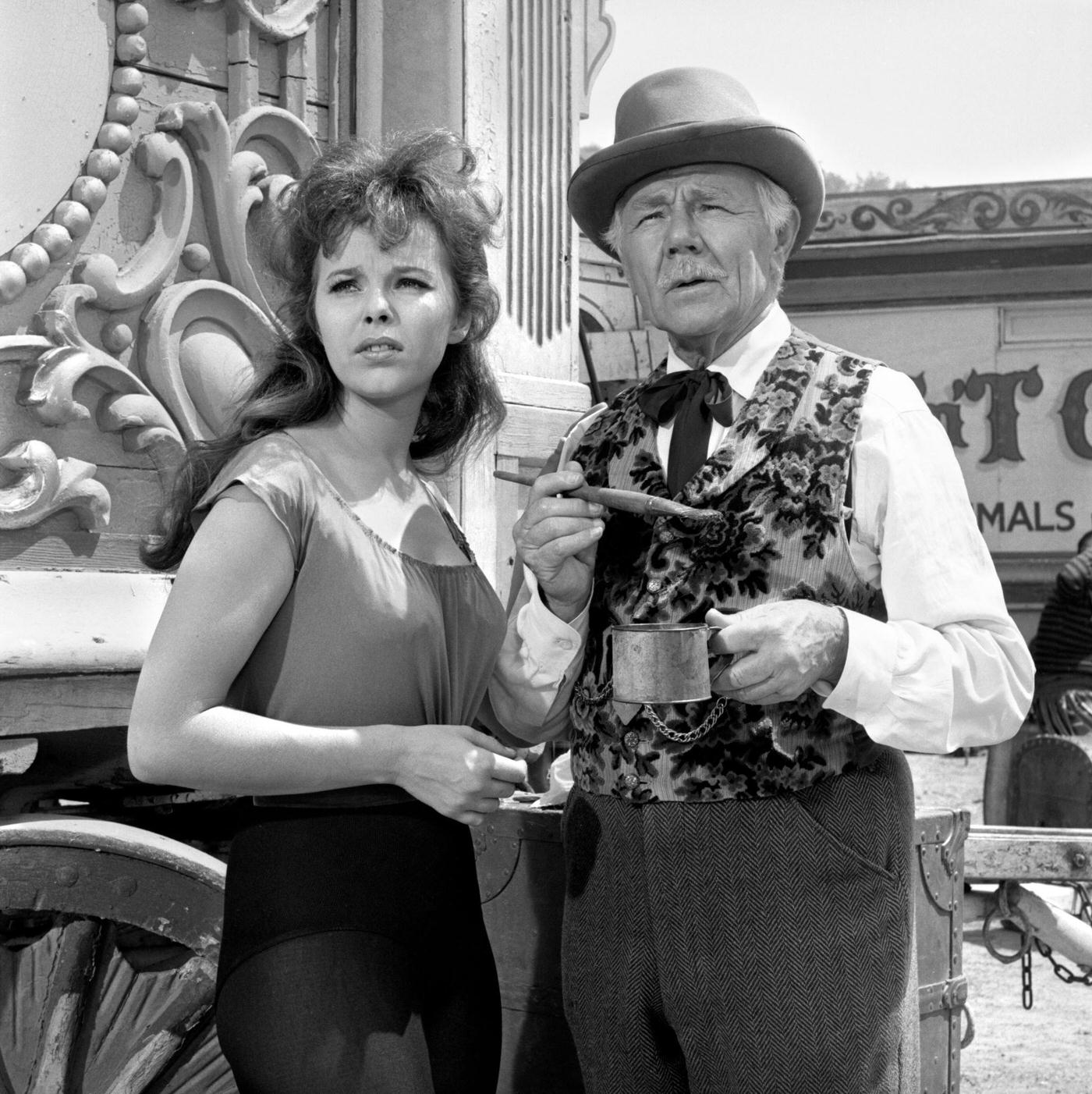 Anne Helm (As Rosa Blanchard) And Charles Ruggles (As Will Grady) In &Amp;Quot;Frontier Circus&Amp;Quot; Episode &Amp;Quot;Mr. Grady Regrets,&Amp;Quot; 1961.