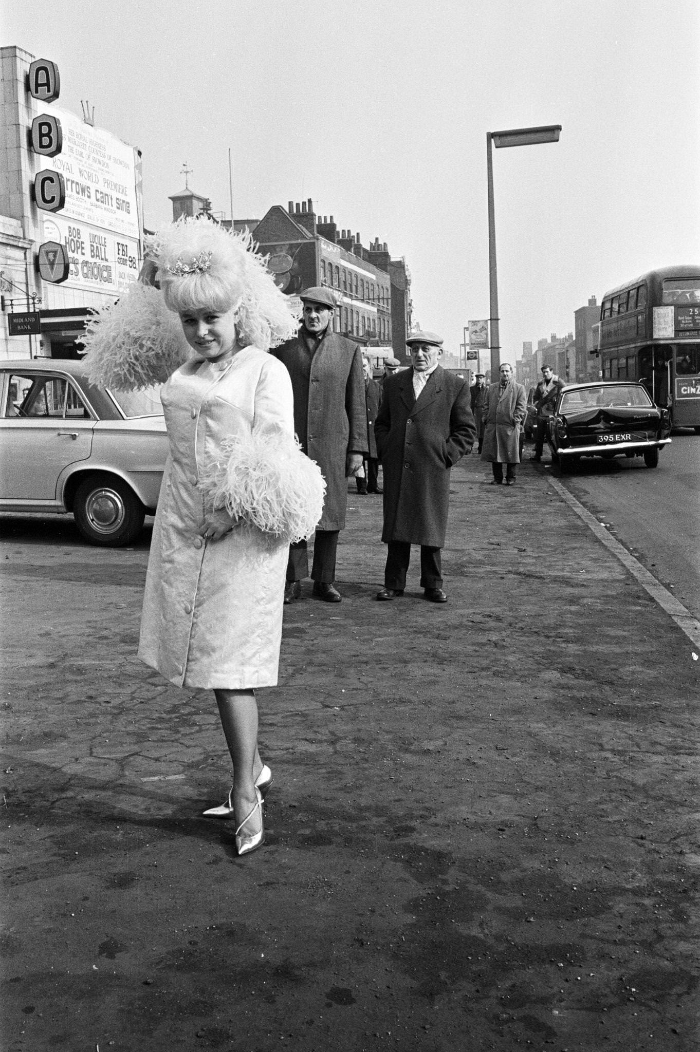 Barbara Windsor In A Dress For The Royal Premiere Of 'Sparrows Can'T Sing' At The Abc Cinema, Stepney, 1963.