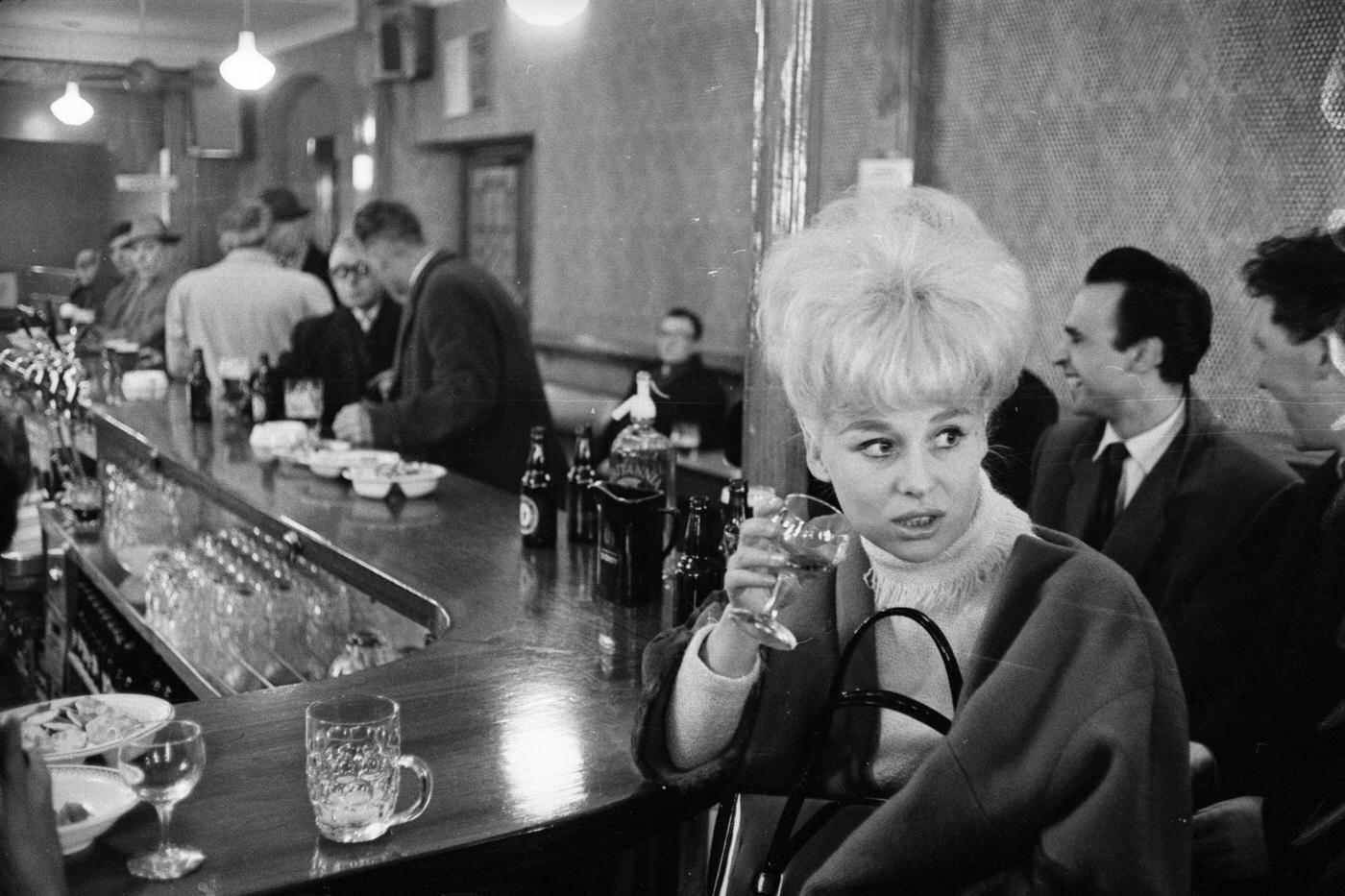 Barbara Windsor Having A Drink At A Pub, 1963.