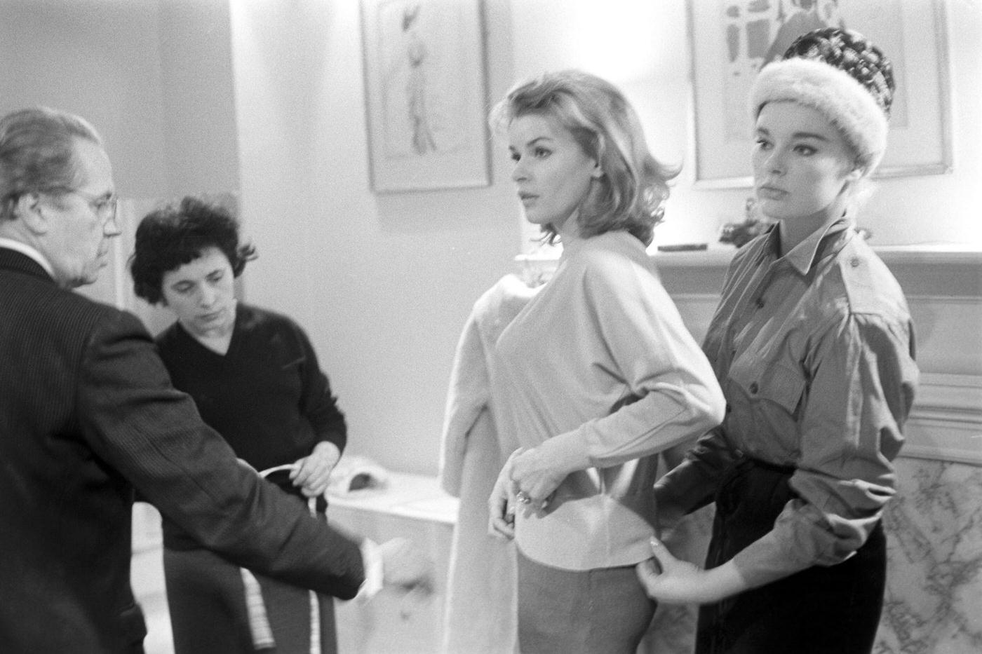 Elke Sommer Advises Austrian Actress And Film Producer Senta Berger While Trying On Tailored Dresses In A London Tailor'S Shop, February 1963.