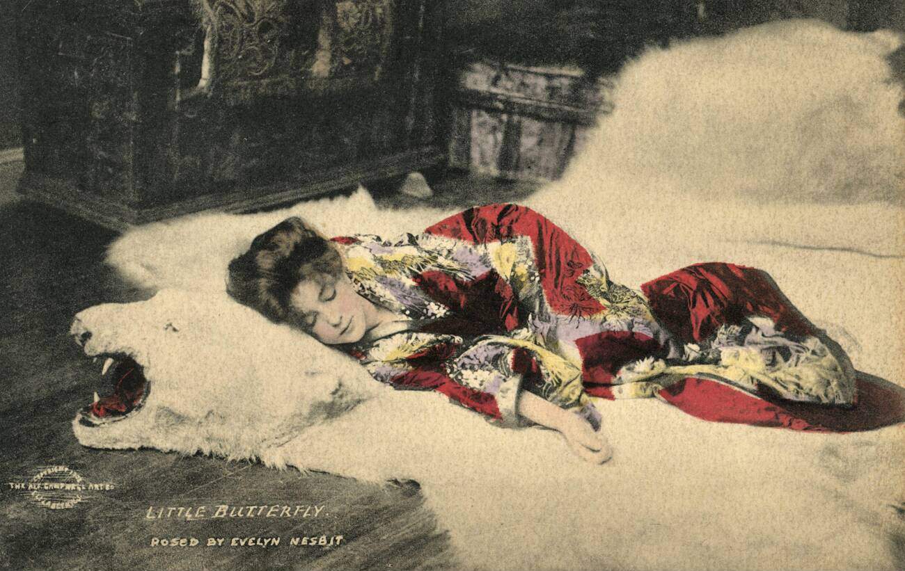 Evelyn Nesbit In A Colored Postcard Titled &Amp;Quot;The Little Butterfly&Amp;Quot; By Rudolph Eickemeyer Jr., Restored From Original Postcard By Montana Photographer, 1902.