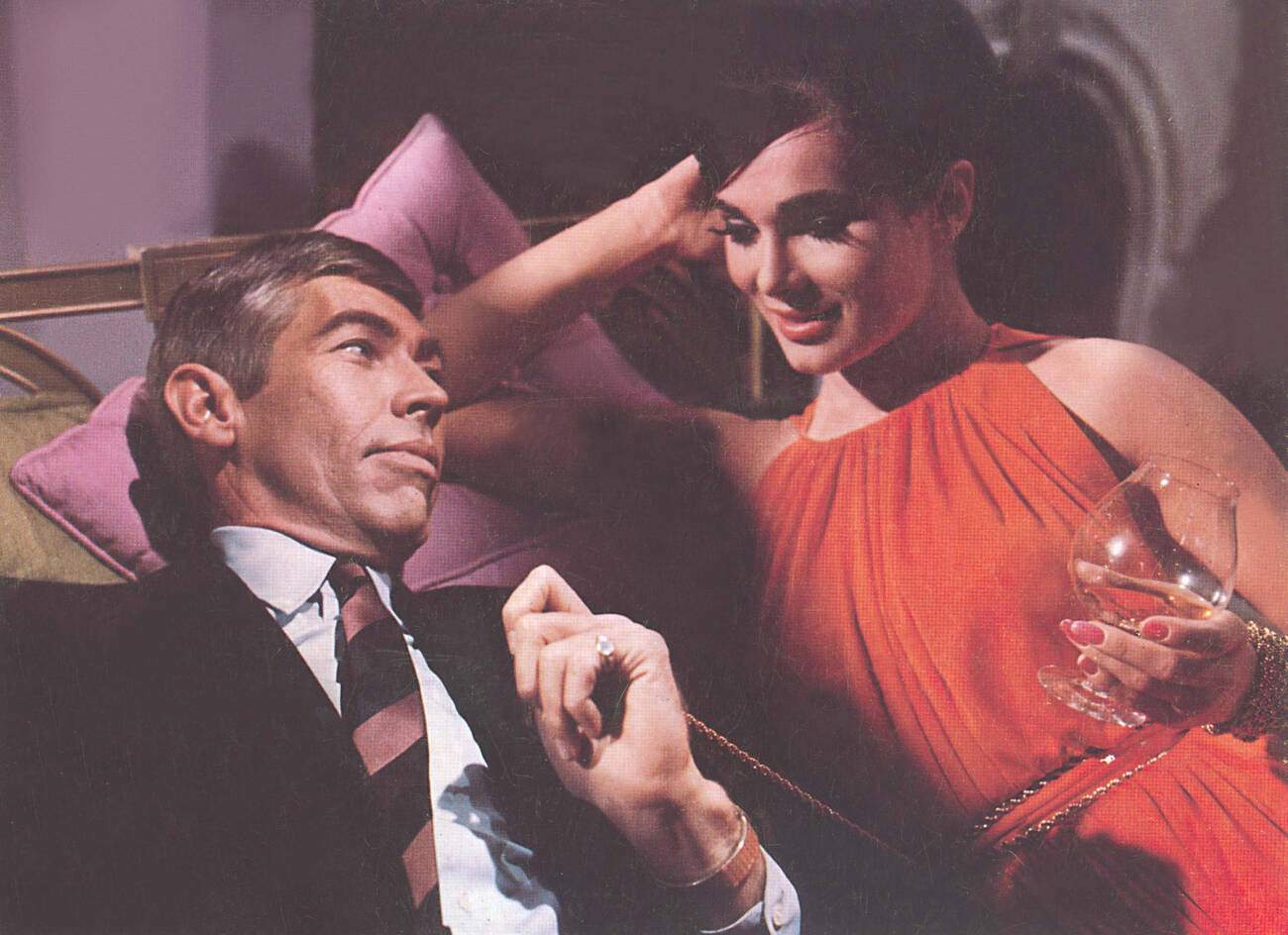 James Coburn And Gila Golan Flirting In Our Man Flint 1965 .
