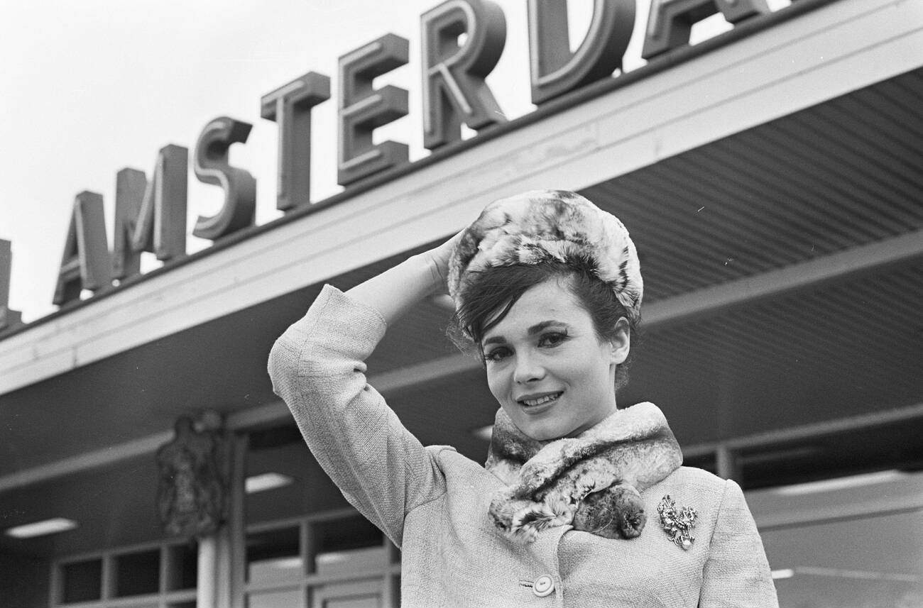 Gila Golan Upon Arrival At Schiphol Airport In March 1966.