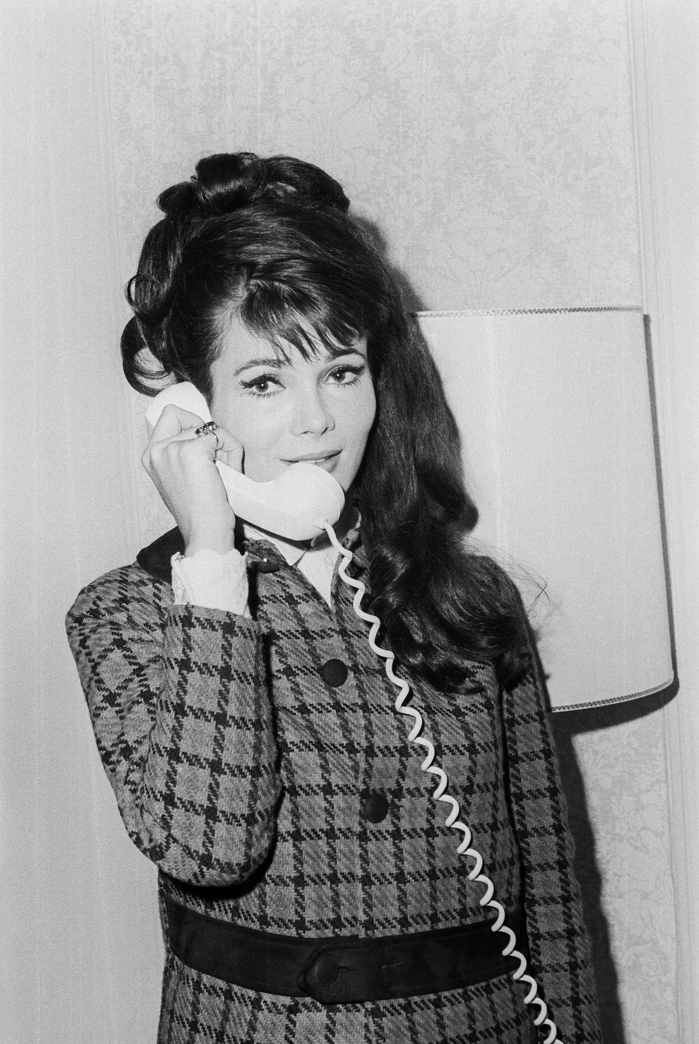 Gila Golan Talking On The Phone In A New York Hotel Room 1970.
