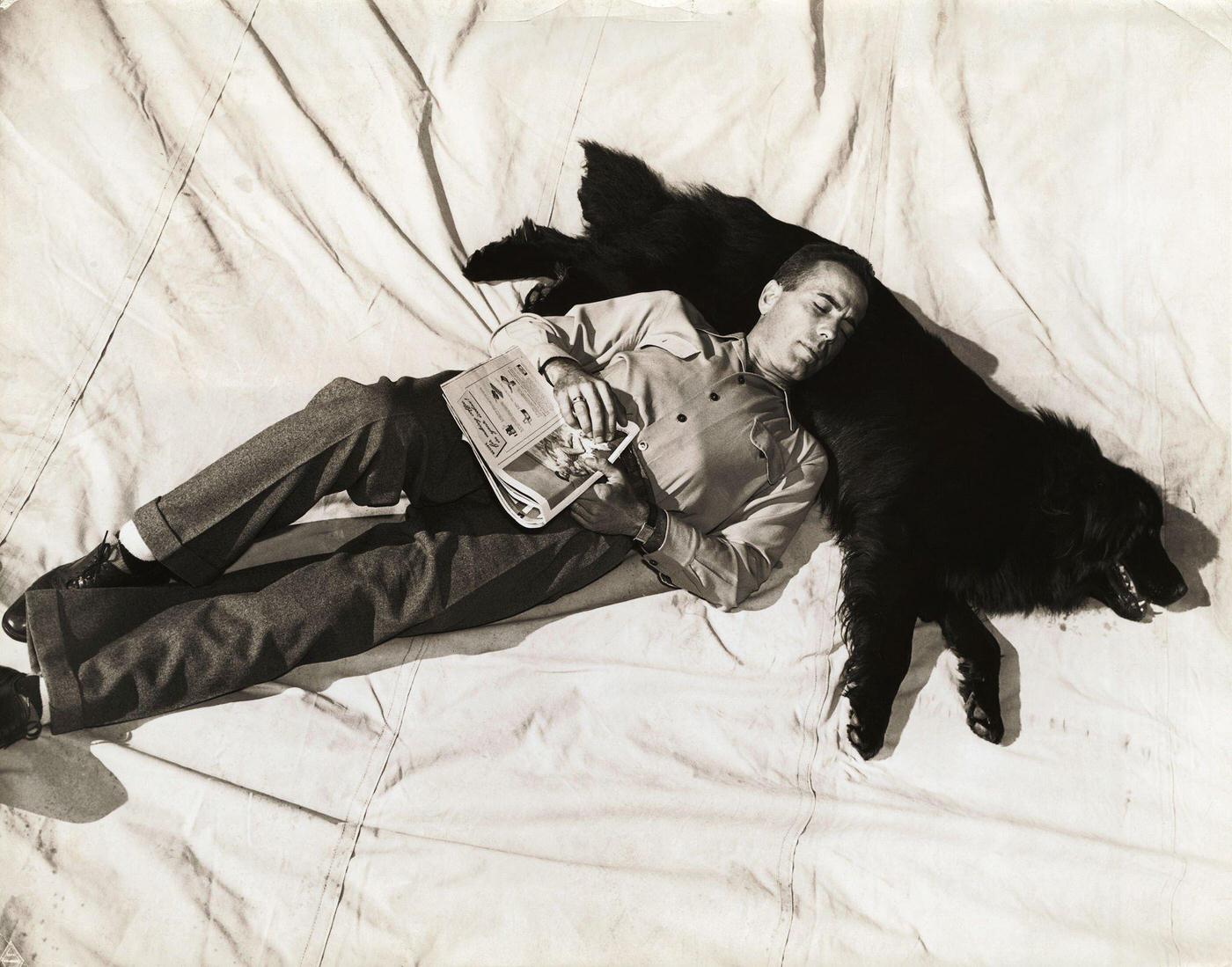 Humphrey Bogart With His Dog, Famous &Amp;Quot;Killers&Amp;Quot; Of The Films