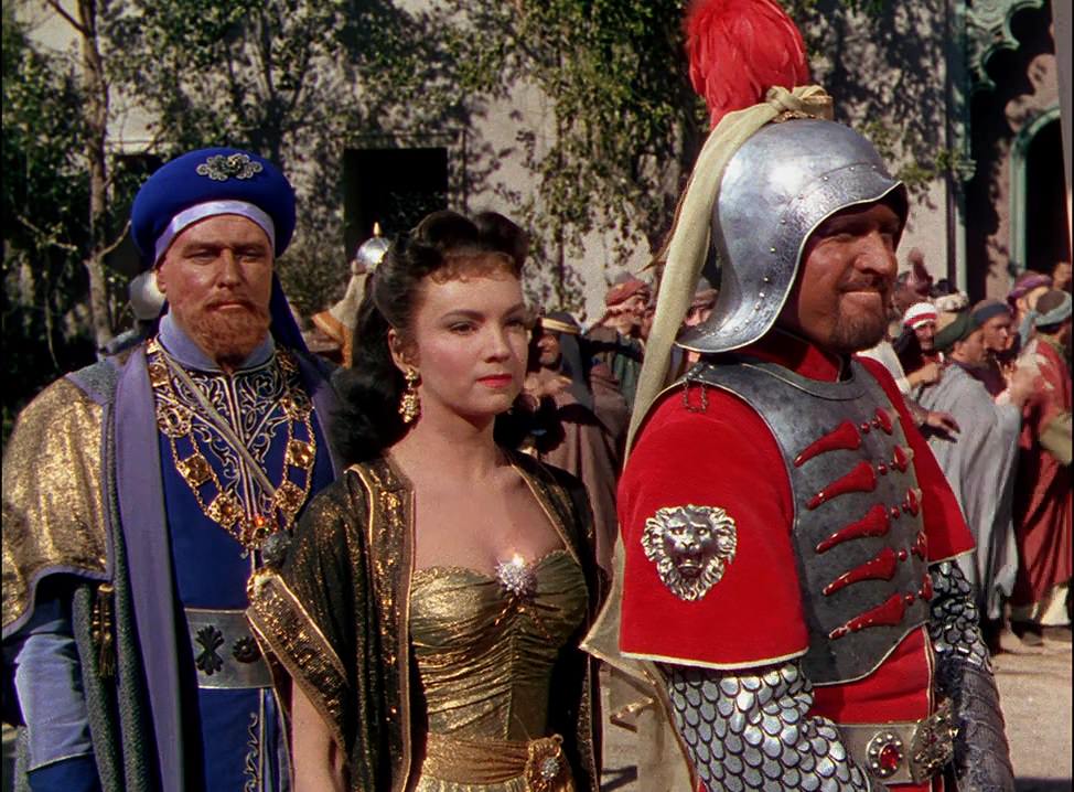 Kathleen Hughes Co-Stars With Gene Evans And George Macready In &Amp;Quot;The Golden Blade&Amp;Quot; 1953 .