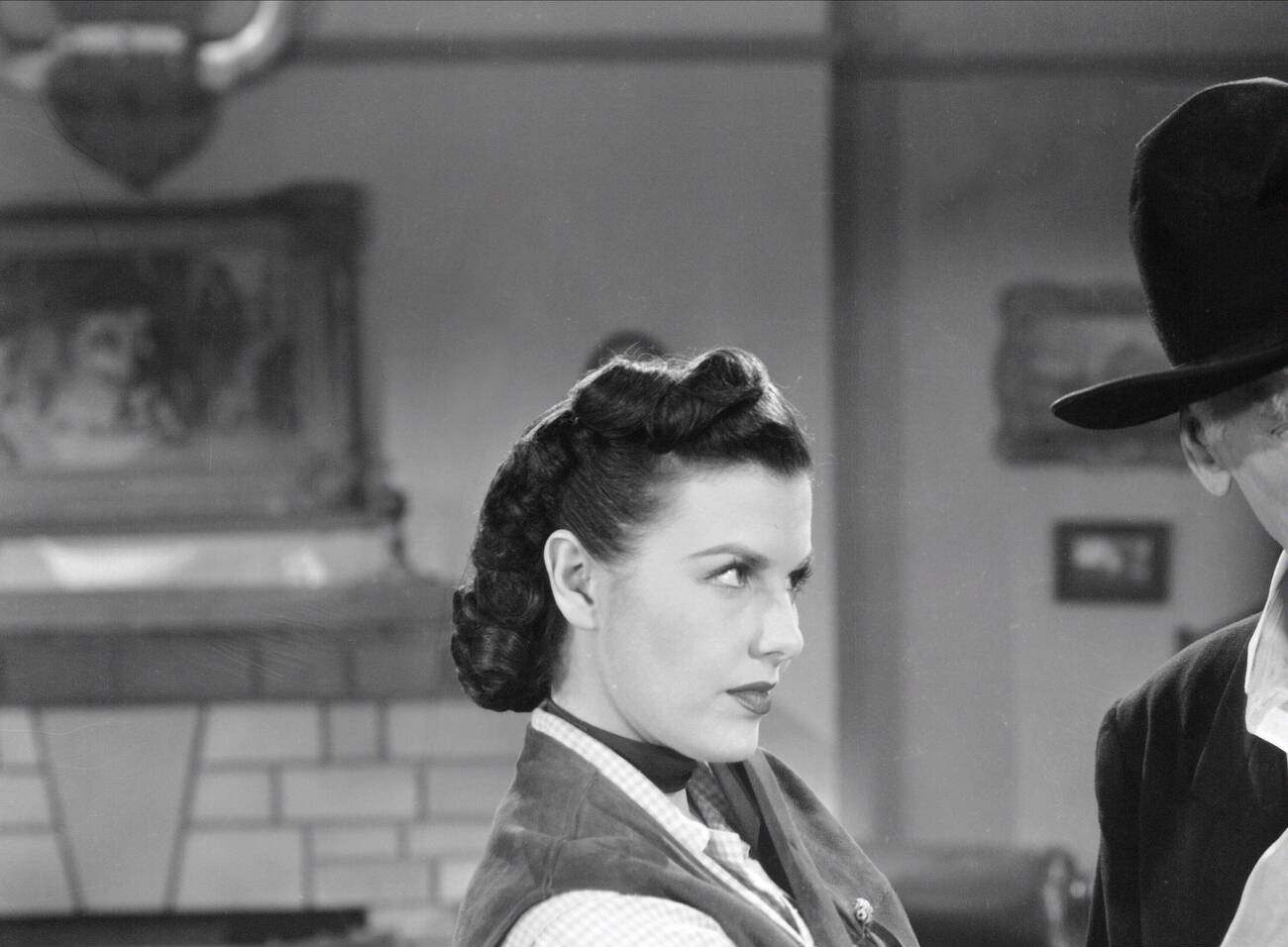 Sheila Ryan And Clem Bevans In The 1951 Film 'Gold Raiders; The Stooges Go West' Directed By Edward Bernds On September 9.