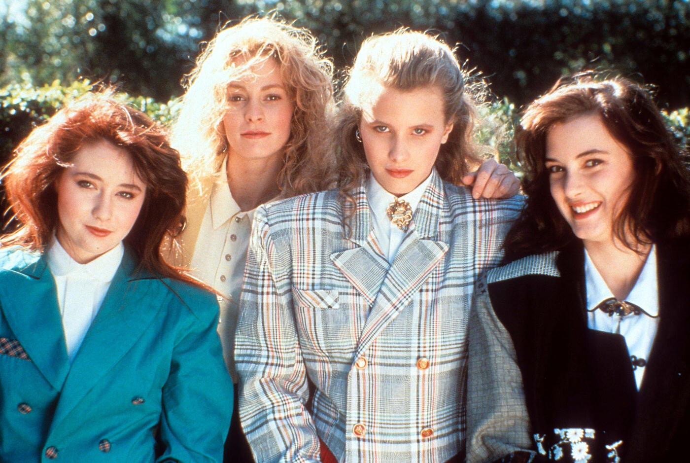 Winona Ryder With Shannen Doherty, Lisanne Falk, And Kim Walker On The Set Of 'Heathers', 1988