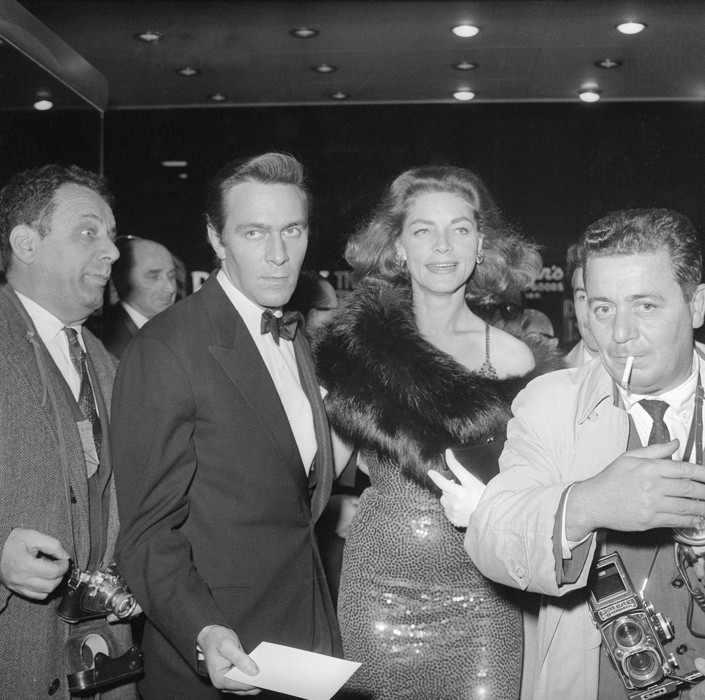 Christopher Plummer With Lauren Bacall At The Premiere Of 'Spartacus', 1960.