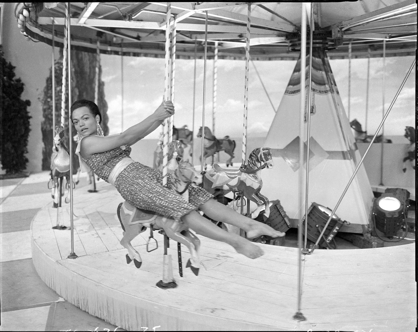 Eartha Kitt Performing On A Carousel Horse On Ed Sullivan'S &Amp;Quot;Toast Of The Town,&Amp;Quot; New York, 1954