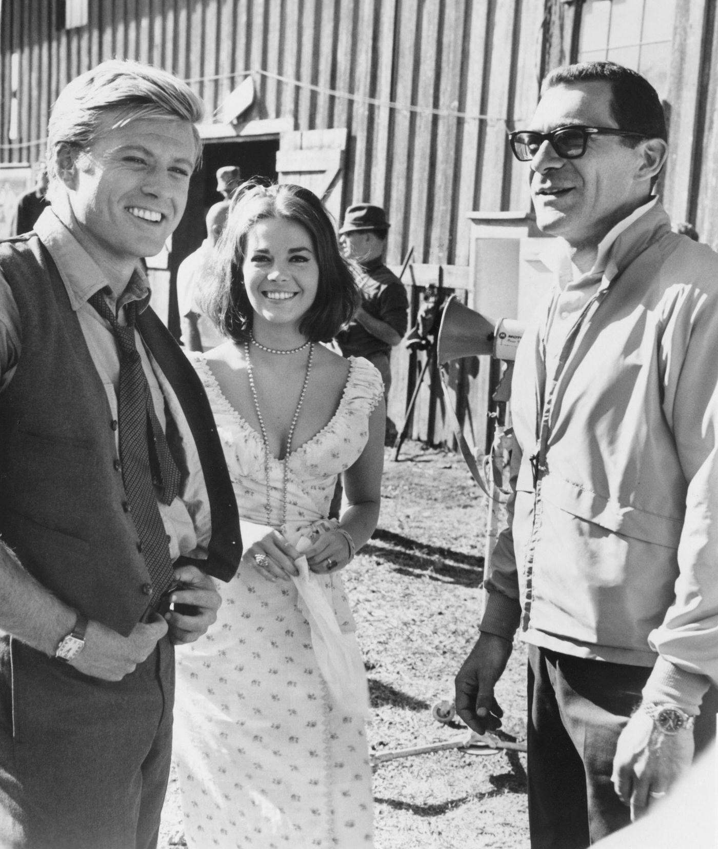 Robert Redford And Natalie Wood With Director Sydney Pollack On The Set Of 'This Property Is Condemned', 1966.