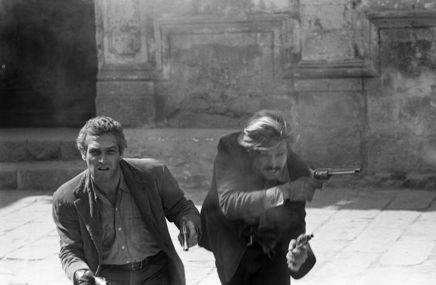 Paul Newman And Robert Redford During The Filming Of 'Butch Cassidy And The Sundance Kid', Cuernavaca, Mexico, 1968.