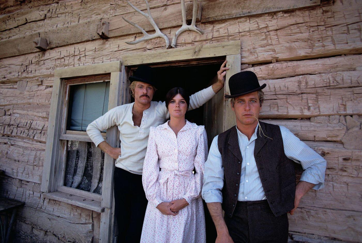 Robert Redford As The Sundance Kid, Katharine Ross As Etta Place, And Paul Newman As Butch Cassidy During The Filming Of 'Butch Cassidy And The Sundance Kid' In Utah.