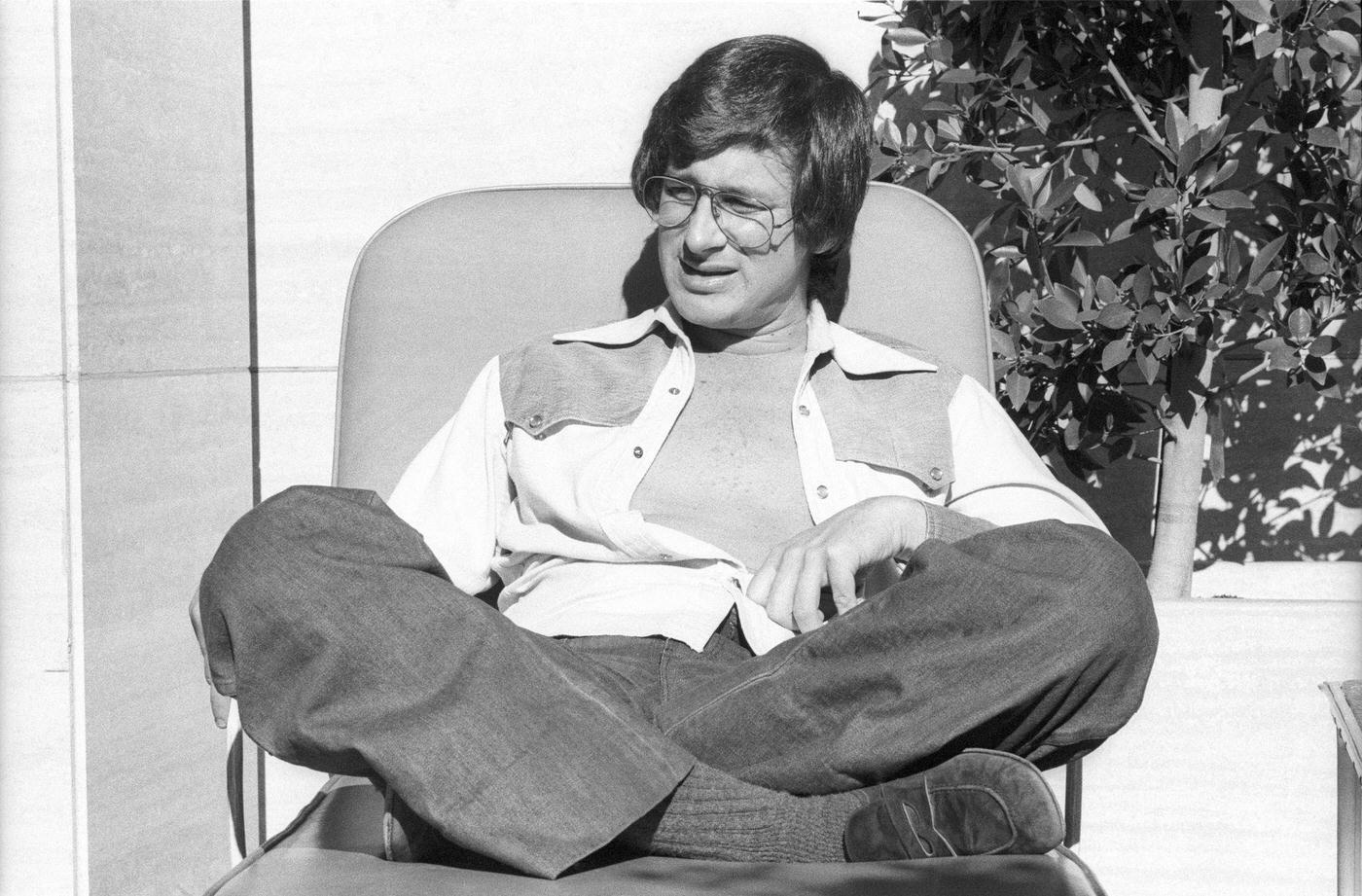 Steven Spielberg Catching Some Sun Outside His Universal Studios Office, 1975.