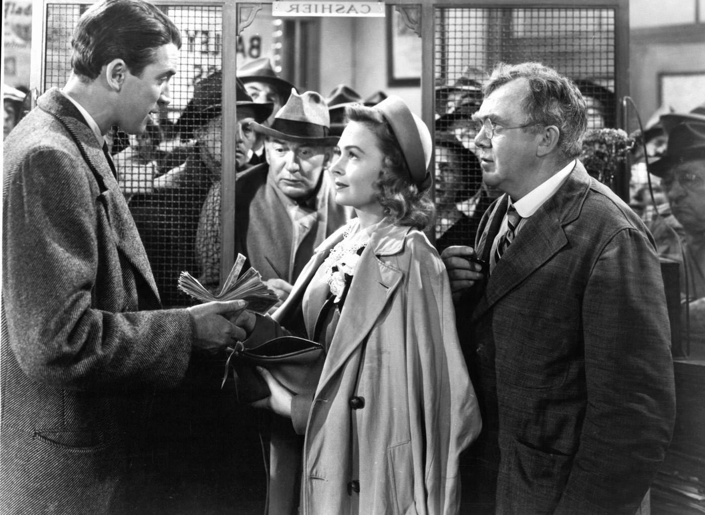 Donna Reed And James Stewart In A Scene From 'It'S A Wonderful Life', 1946.