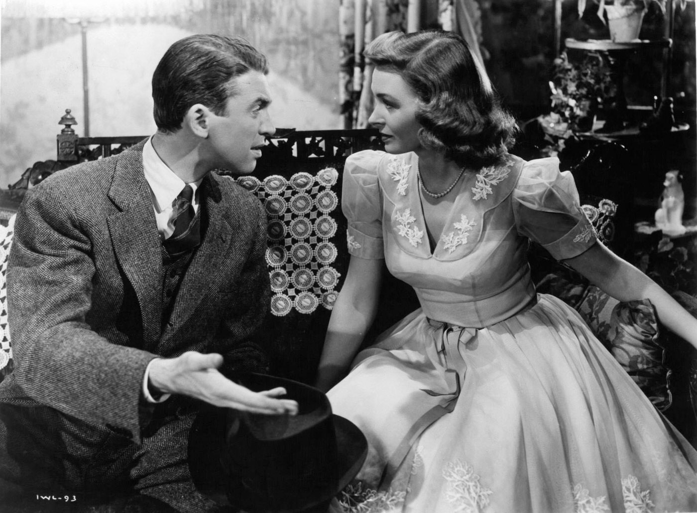 James Stewart And Donna Reed Sitting And Talking In 'It'S A Wonderful Life', 1946.