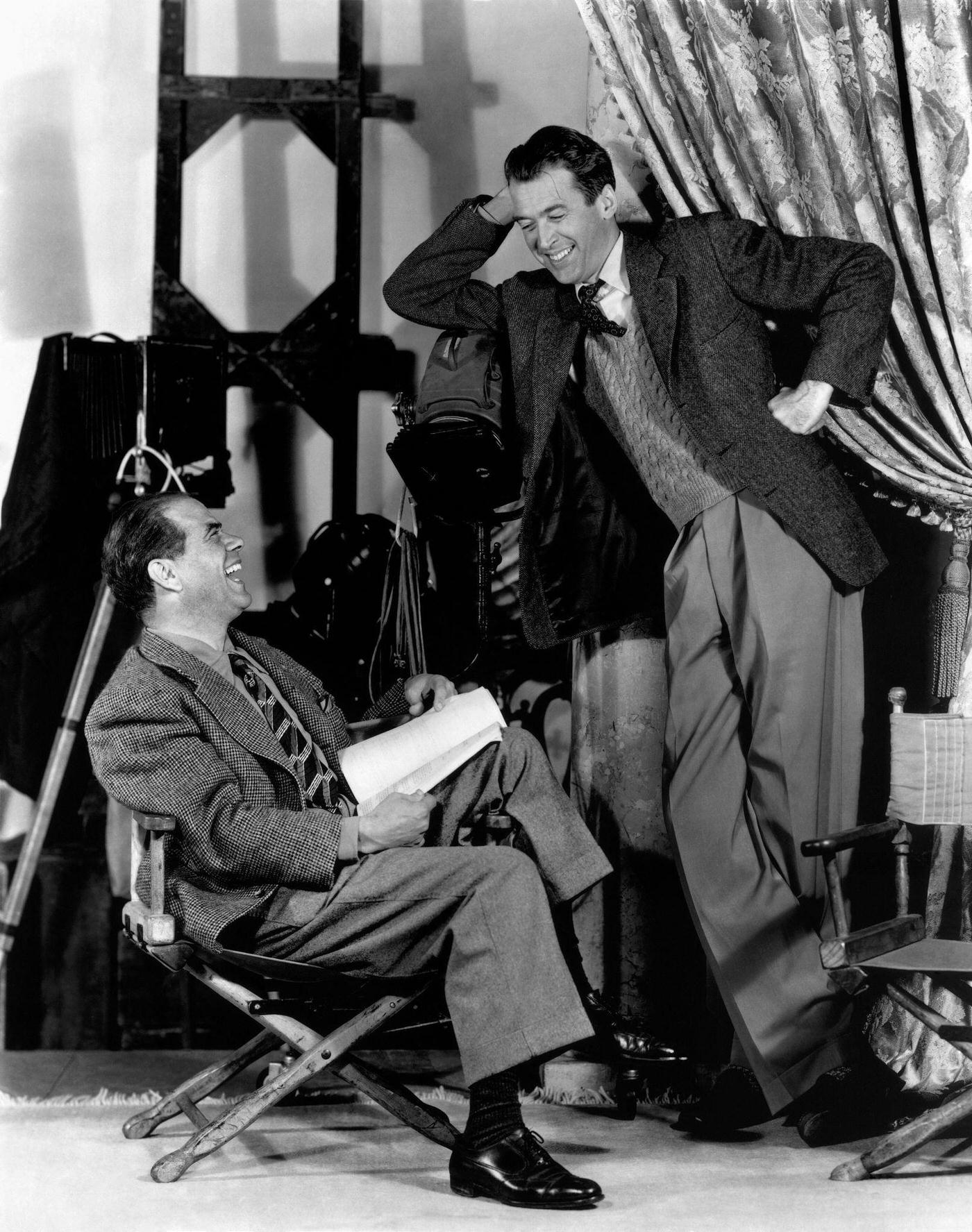 Frank Capra And James Stewart On The Set Of 'It'S A Wonderful Life', 1946.