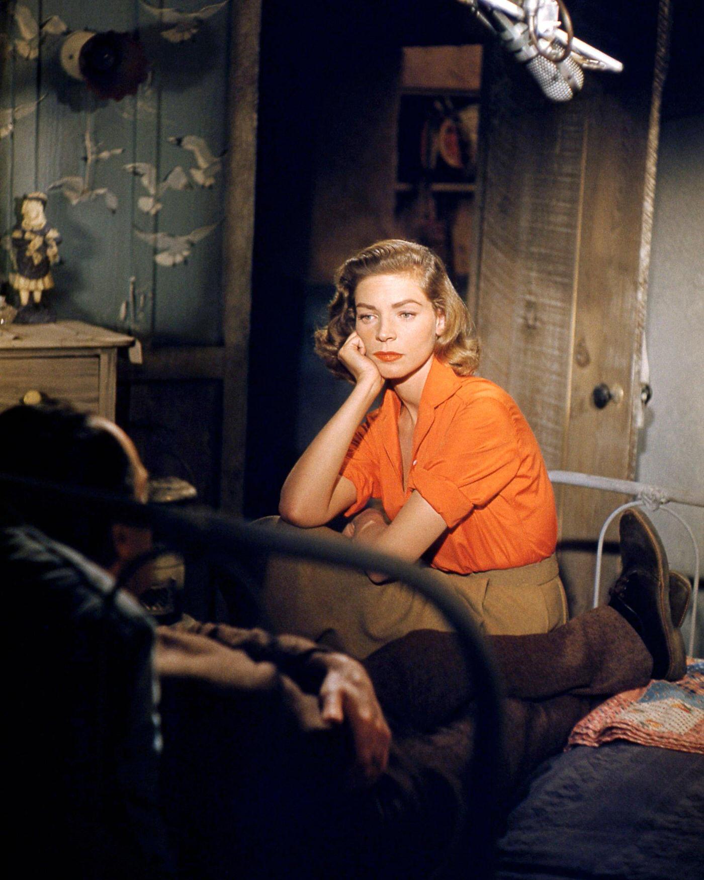 Lauren Bacall As Gaby In 'The Petrified Forest' For The American Tv Series 'Producers' Showcase' In May 1955, With Co-Star Henry Fonda In The Foreground.