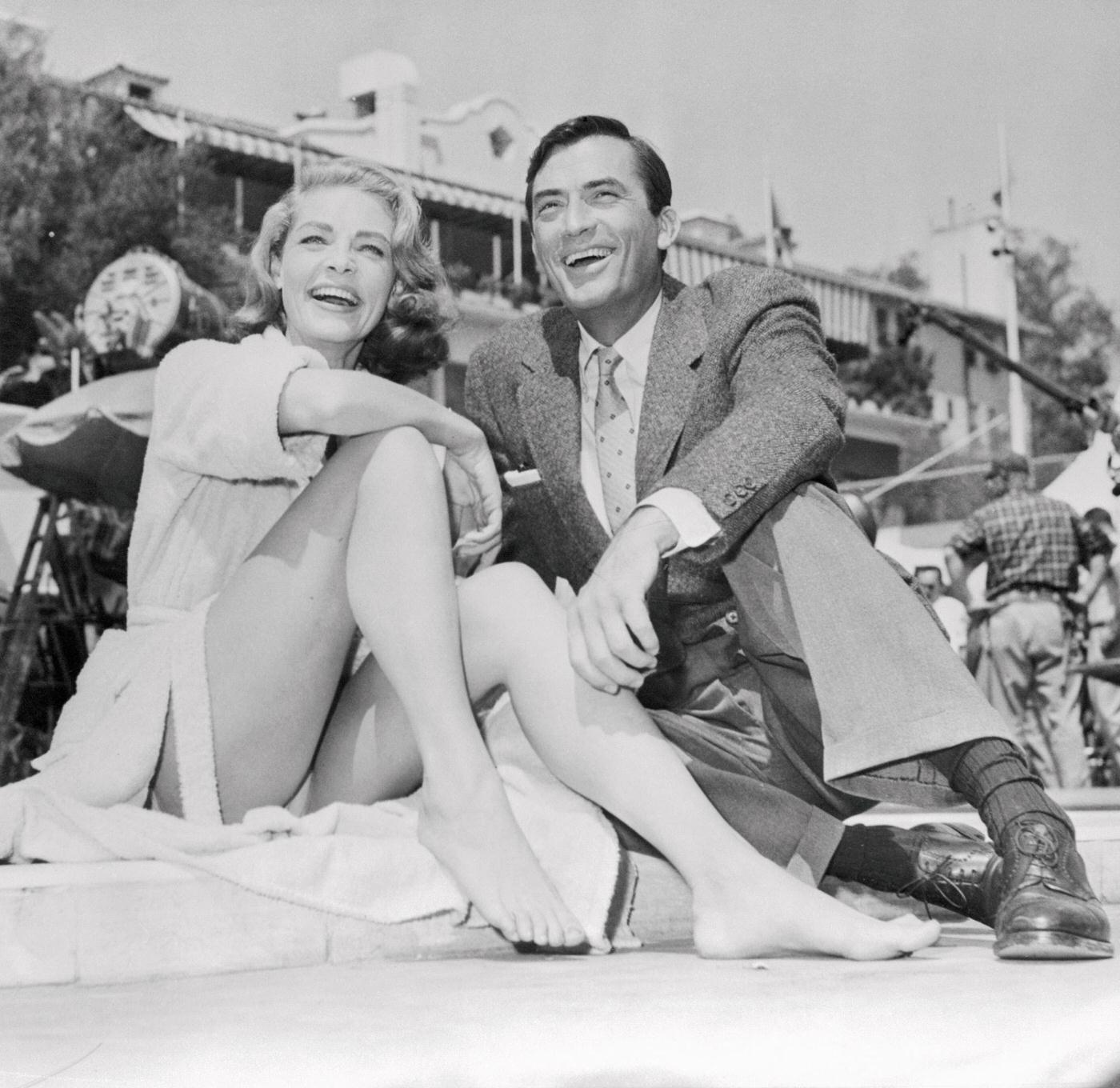 Lauren Bacall With Gregory Peck In An Undated Photograph.
