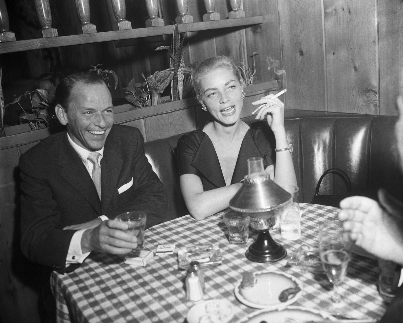 Frank Sinatra And Lauren Bacall Pictured At A Hollywood Event, With Sinatra Throwing A Party After The Press Preview Of Pal Joey In Which He Starred, In The Usa In The Late 1950S.