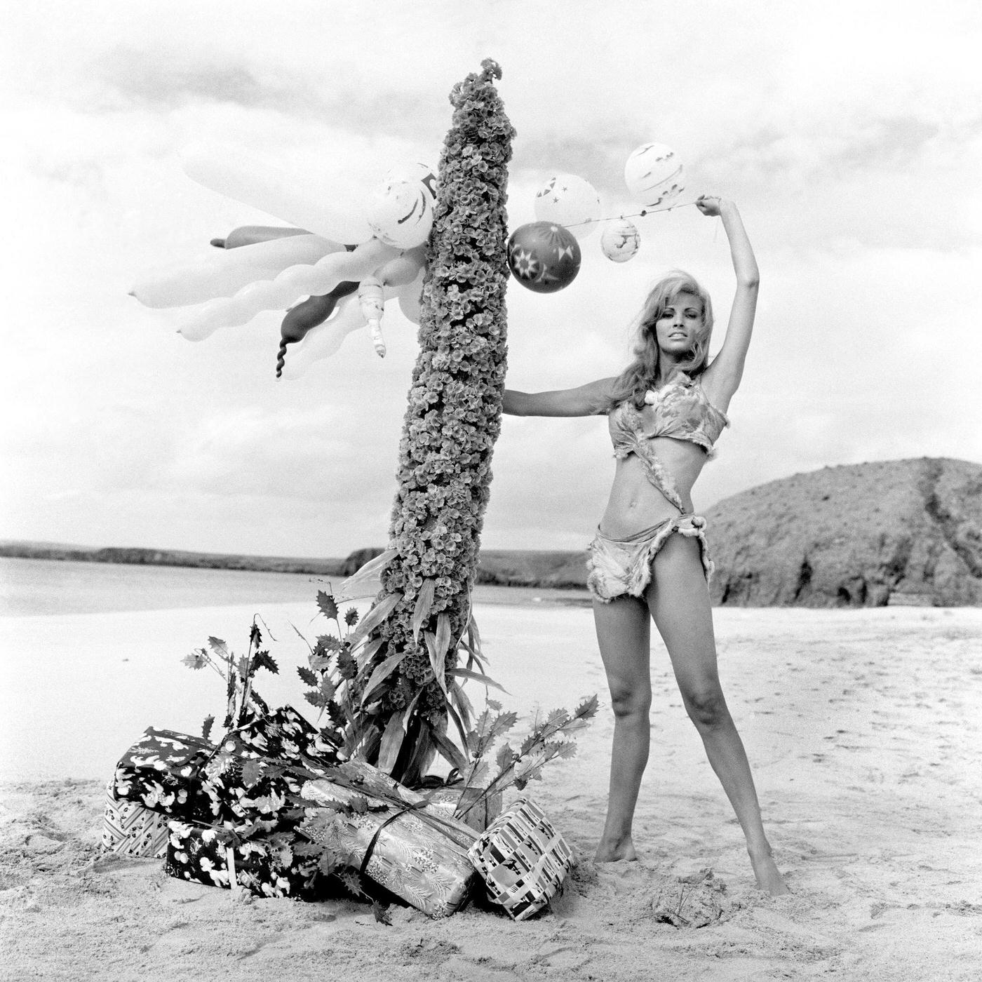 Raquel Welch, Star Of &Amp;Quot;One Million Years Bc,&Amp;Quot; Sending Christmas Wishes From The Canaries (Year Not Mentioned).