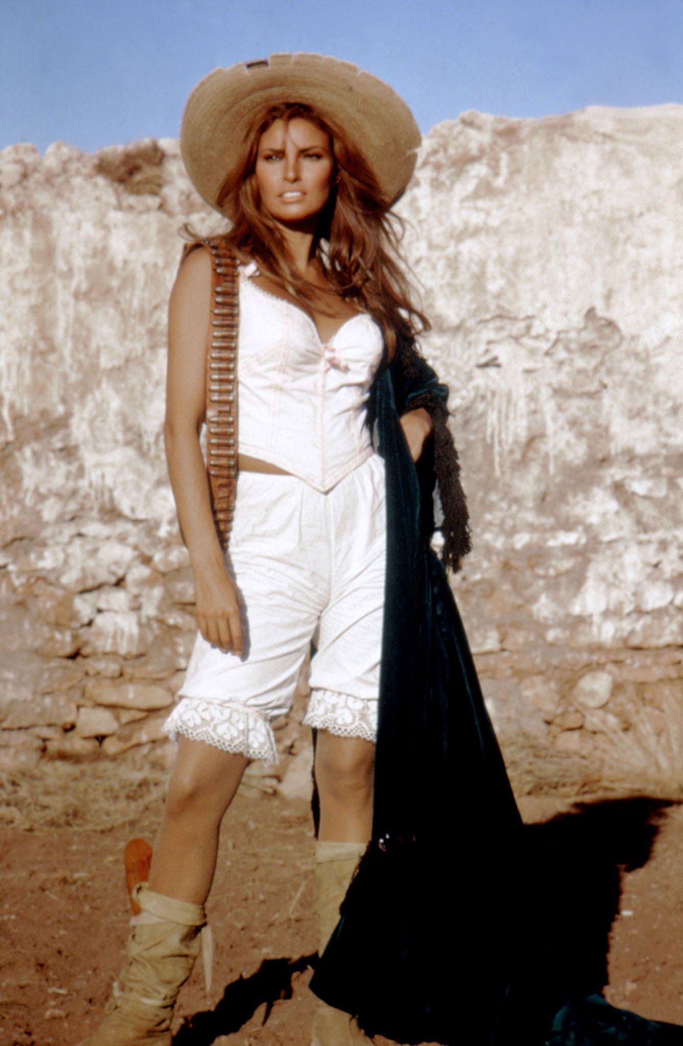 Raquel Welch On The Set Of '100 Rifles,' Directed By Tom Gries.