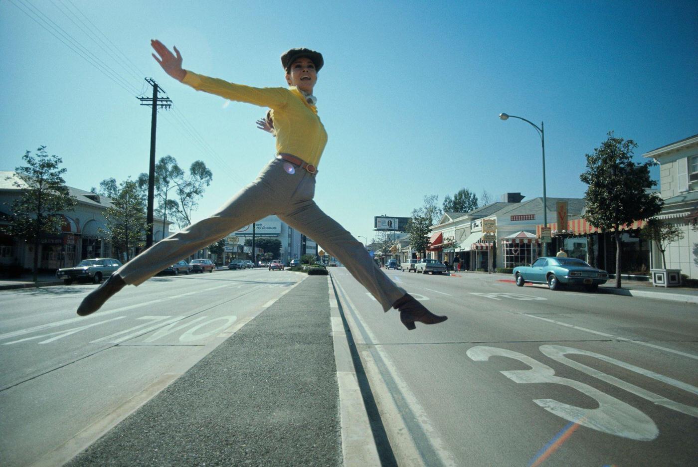 Raquel Welch Leaping.