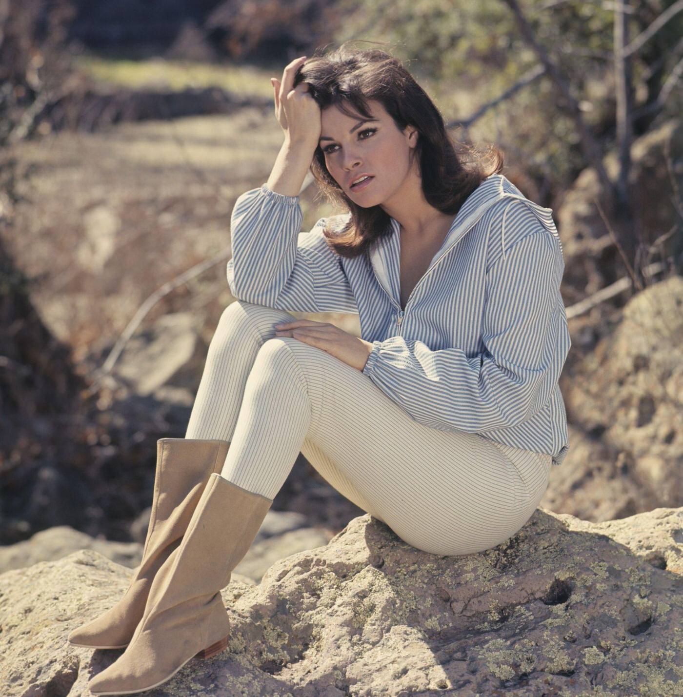 Raquel Welch Sitting With A Hand On Her Forehead, 1960S