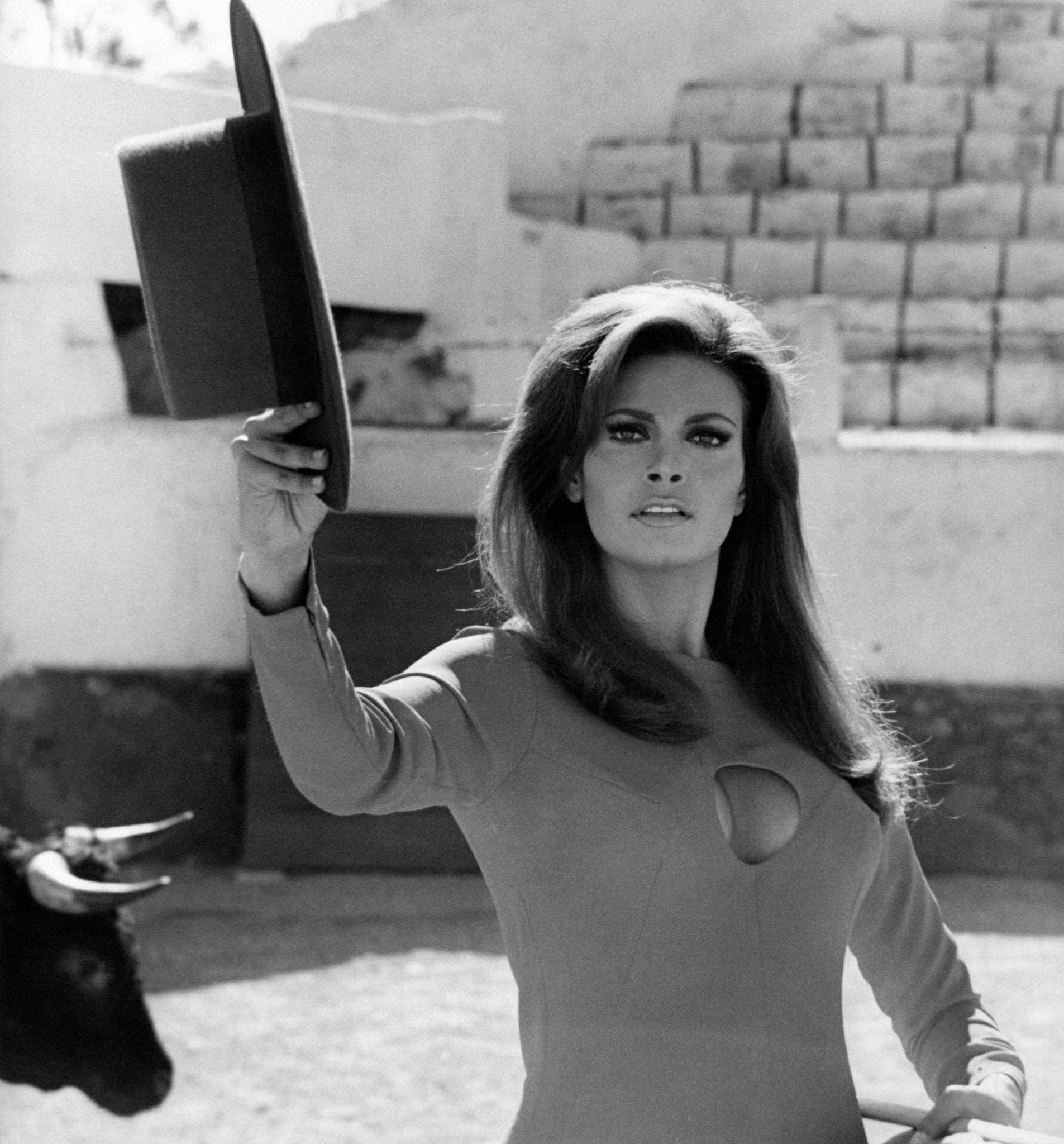 Raquel Welch Pretending To Be A Bullfighter In Malaga, 1966.