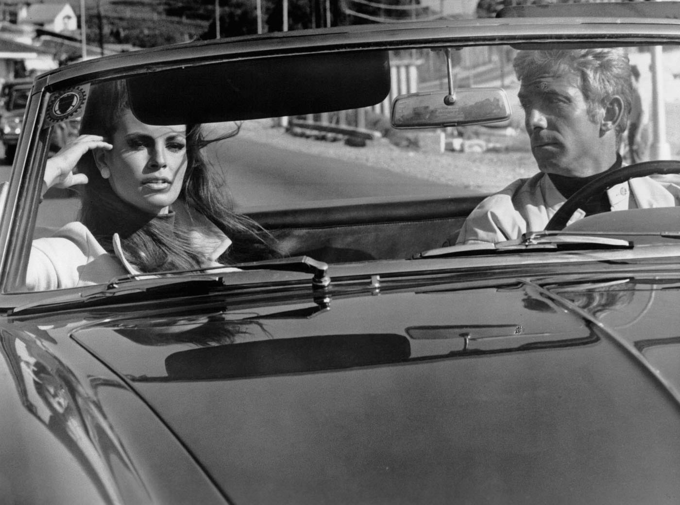 Raquel Welch In The Passenger Seat Of A Car In A Scene From The Film &Amp;Quot;Fathom,&Amp;Quot; 1967.