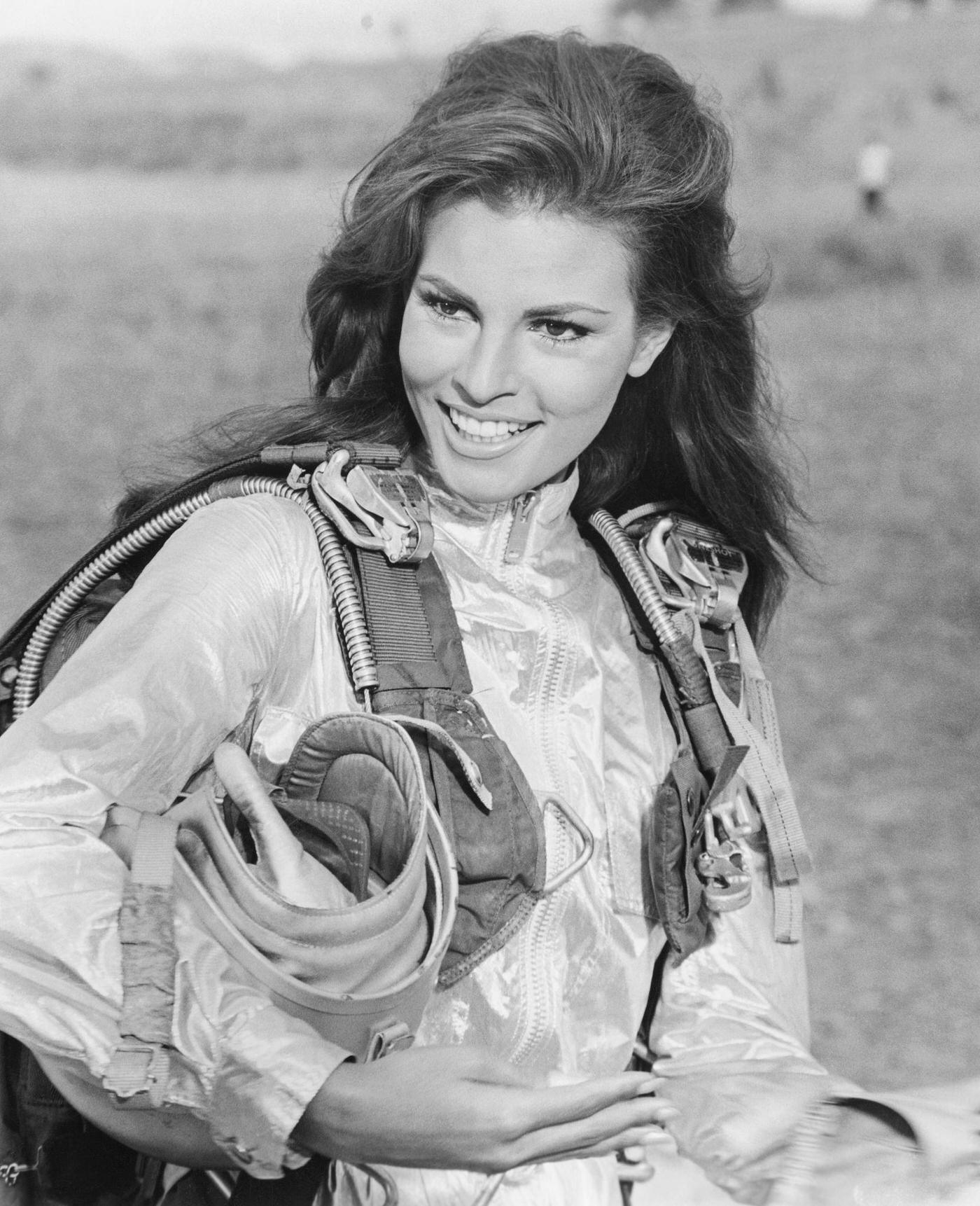 Raquel Welch In A Jumpsuit As Skydiver Fathom Harvill In The Adventure Film &Amp;Quot;Fathom,&Amp;Quot; 1967.