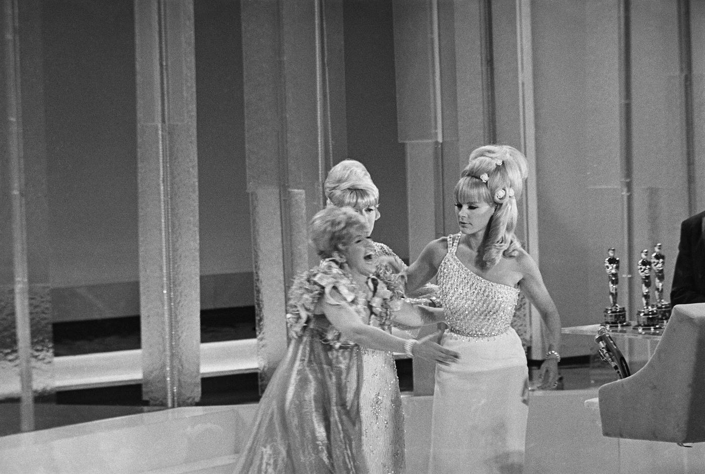 Elke Sommer And Connie Stevens At The 38Th Annual Academy Awards