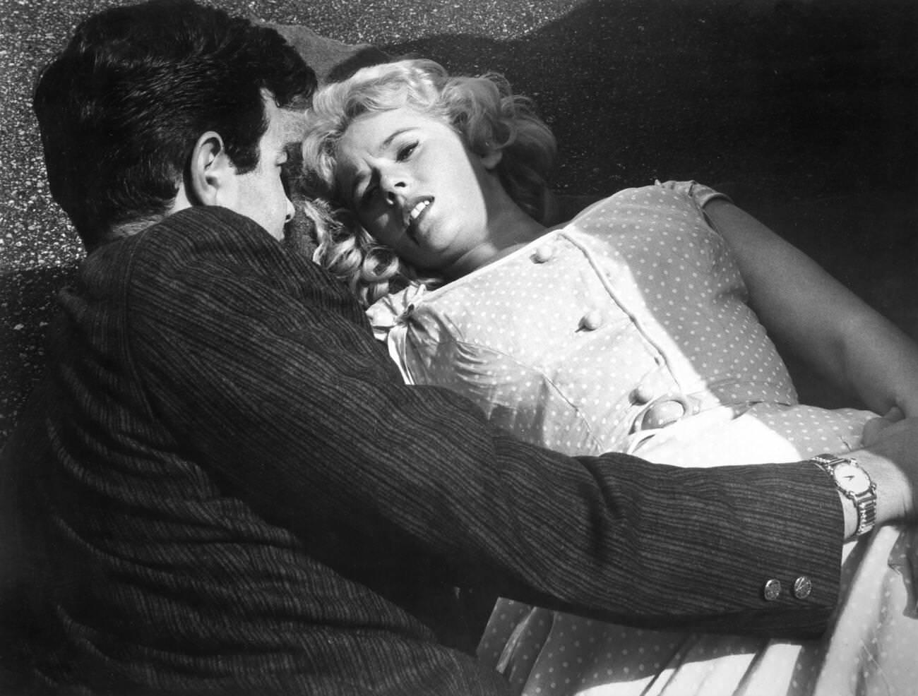 Mark Damon, Connie Stevens On Set Of &Amp;Quot;The Party Crashers,&Amp;Quot; 1958