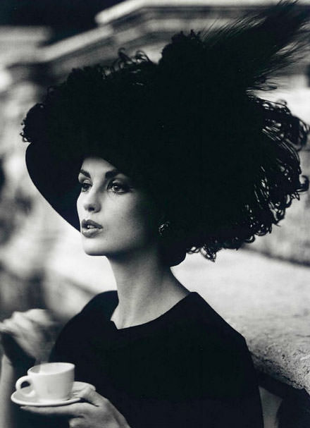 Dorothy, Feathered Hat And Coffee, Rome, 1962