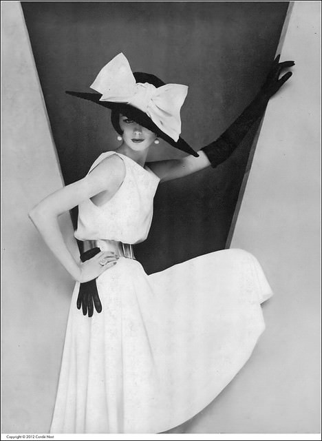 Dorothea Mcgowan In White Bias-Cut Rayon Crêpe Dress By Edward Abbott, Hat By Lilly Daché, Vogue, 1960