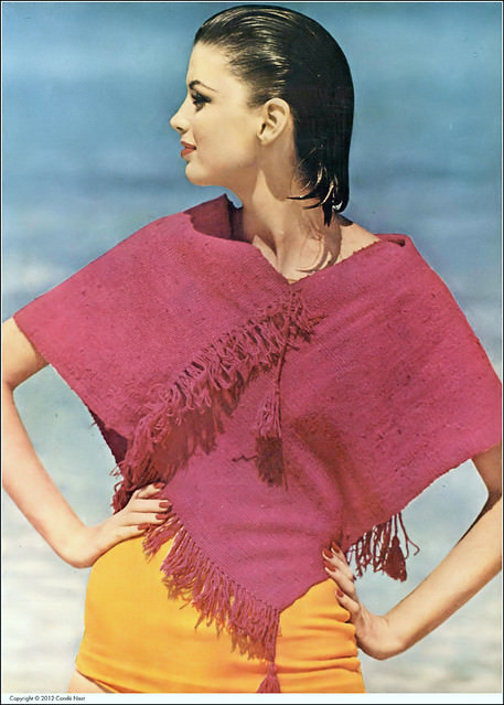 Dorothea Mcgowan In Pink Fringed Mexican Poncho From Phoenix-Pan American Shop, Vogue, 1960