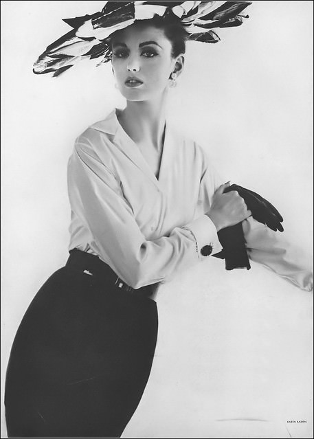 Dorothea Mcgowan In White Dacron And Cotton Shirt By Lady Manhattan, Straw Sailor Hat By Emme, Vogue, 1962