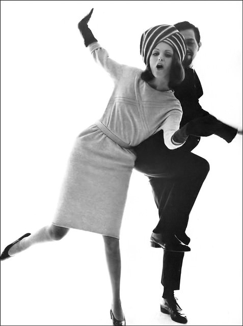 Dorothea Mcgowan In Beige Double-Knit Jersey Dress By Harold Levine, Turban Hat By Mr. John, Vogue, 1963
